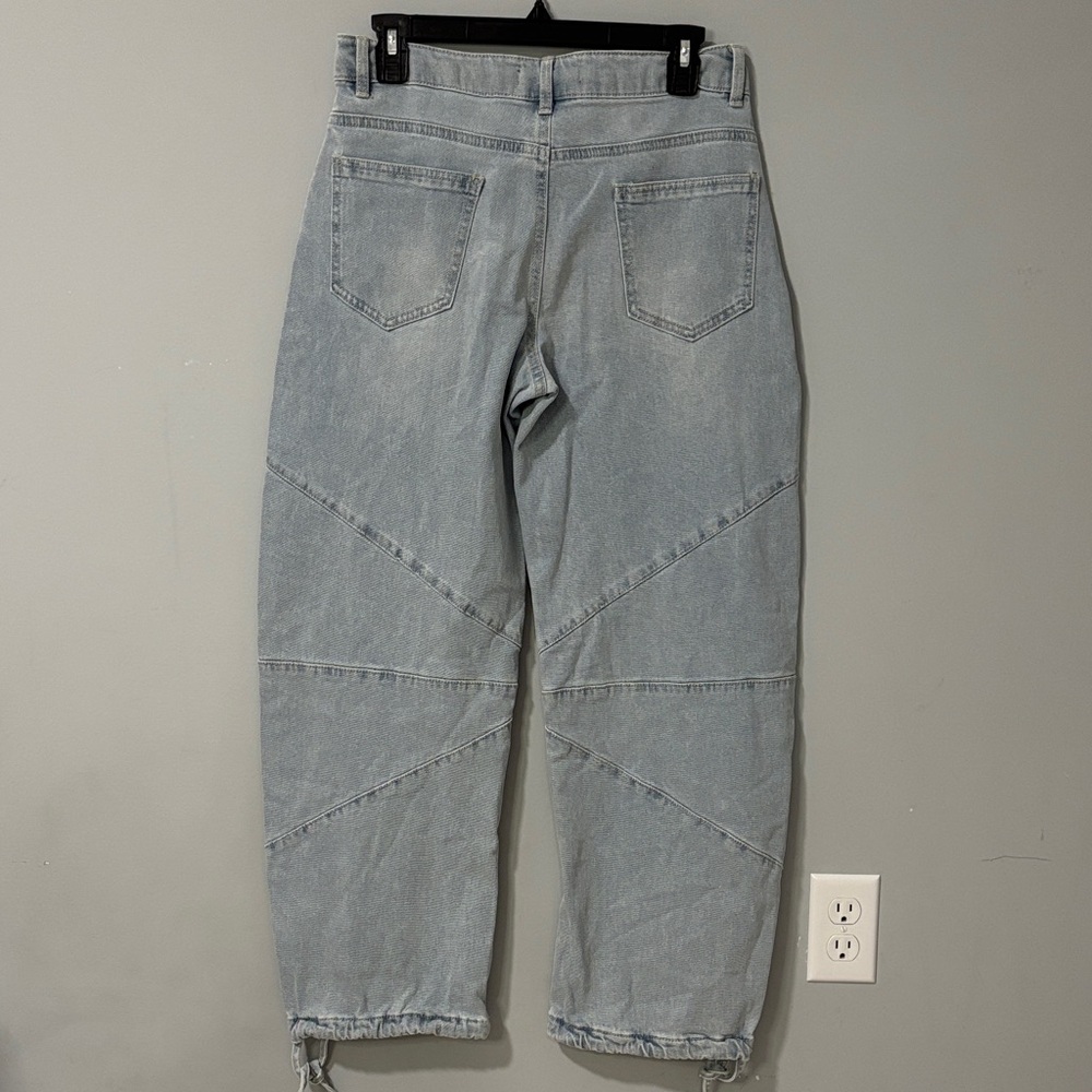 Madden NYC Retro Light Blue Barrel Wide Leg Jeans Streetwear - Picture 3 of 5